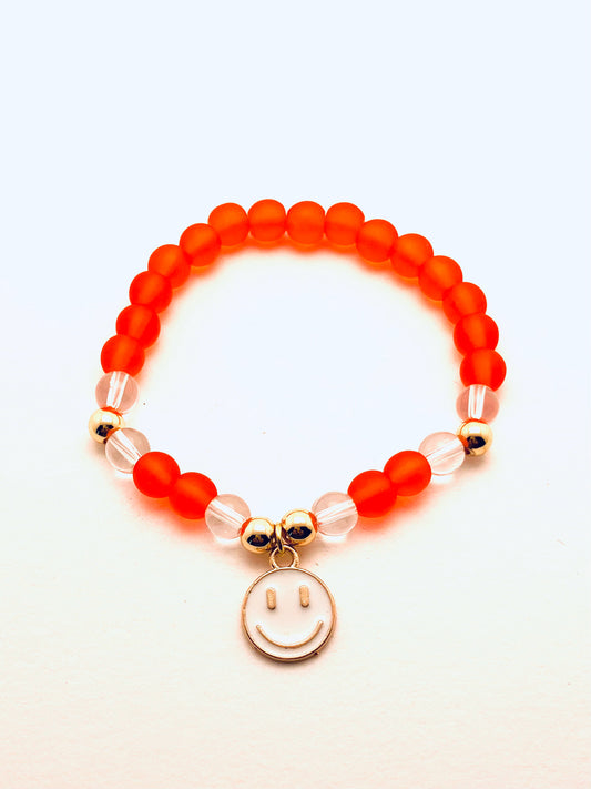 Orange Smiley Face Kids Bracelet