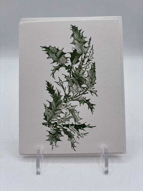 Holly Spray Holiday Letterpress Card