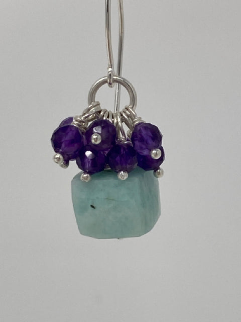 Amazonite, Amethyst Earrings