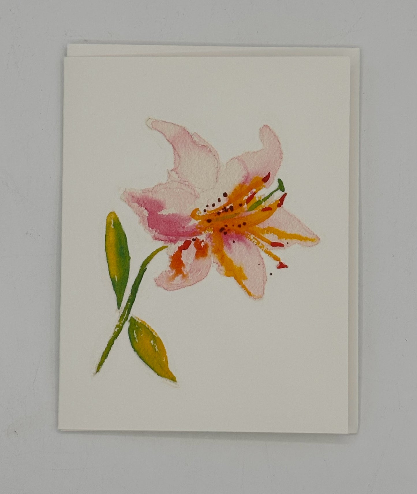 Watercolor Pink Lily Card