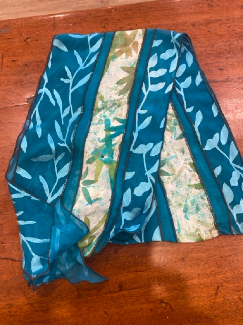 Turquoise Silk Collage Scarf
