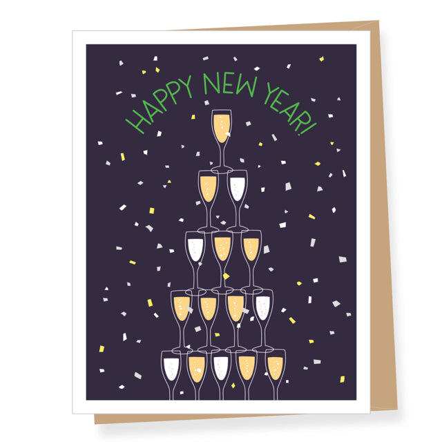 New Year Champagne Glasses Card