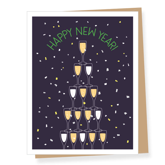 New Year Champagne Glasses Card