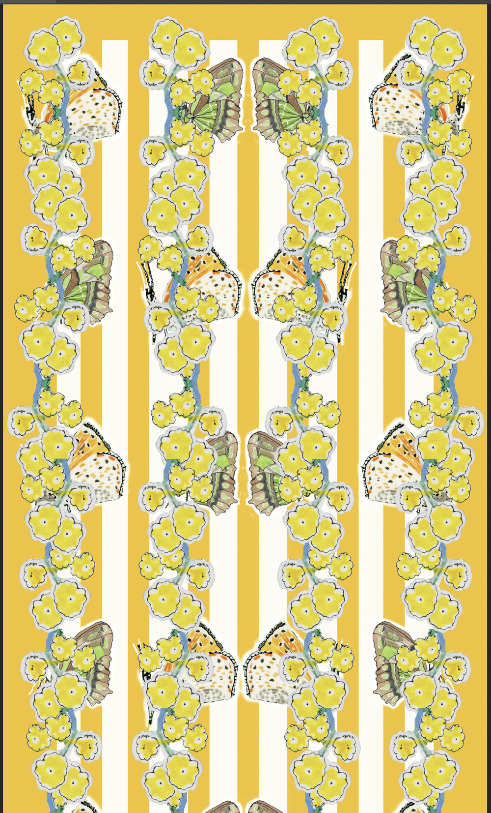 Butterflies on Yellow Flowers Silk Scarf