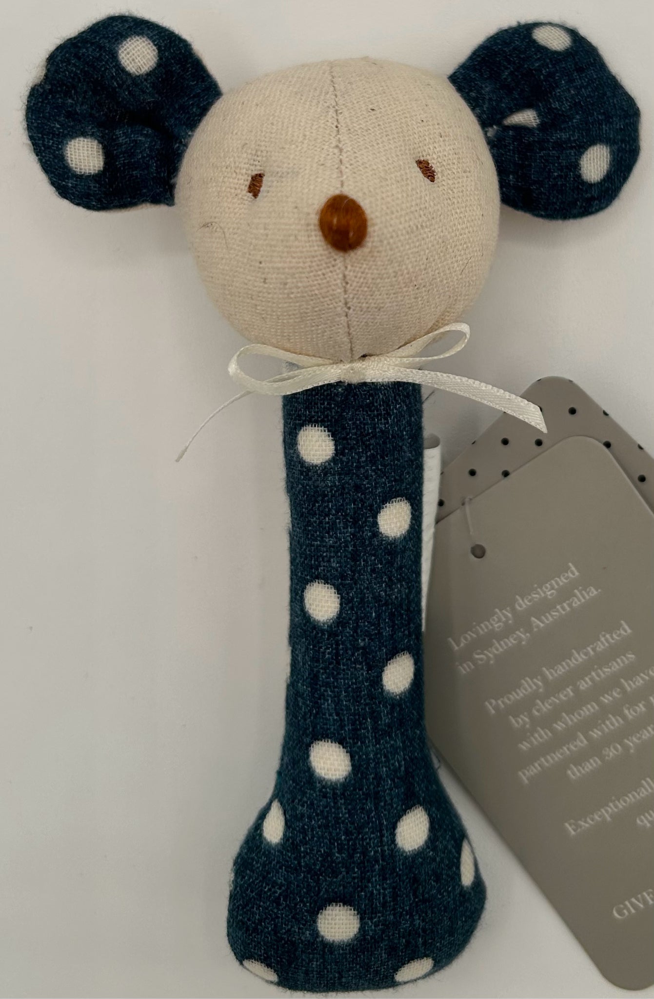 Rattle - Mouse Stick Ocean Blue