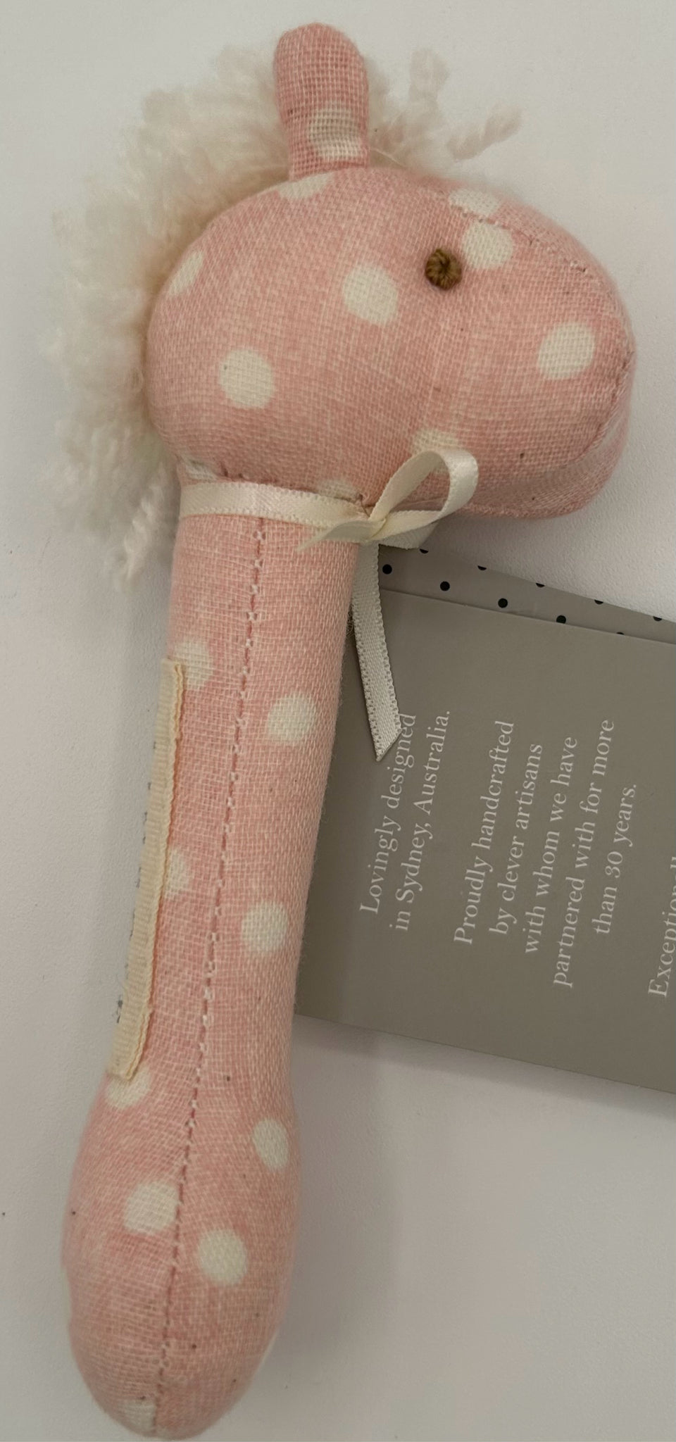 Rattle - Horse Stick Pink & White Spot