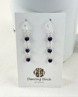 Blue Sapphire & Sterling Silver Earrings