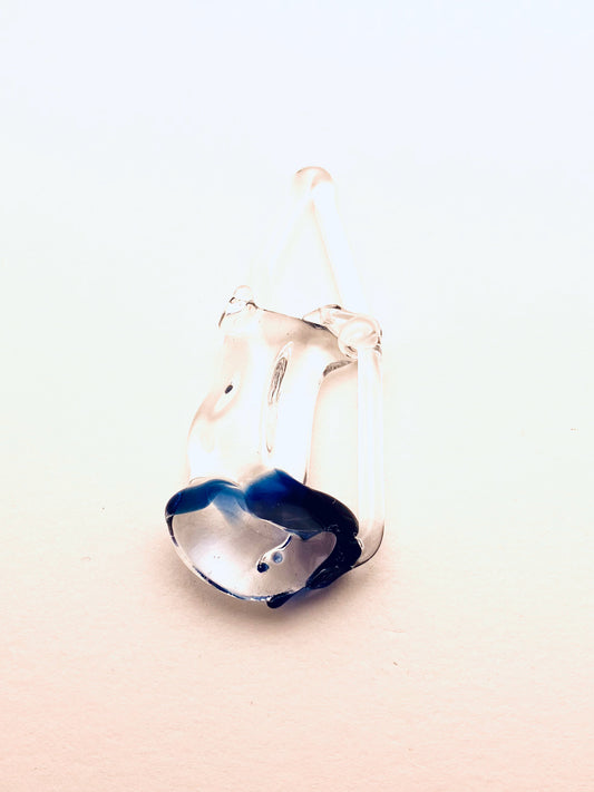 Borosilicate Glass Pendant, Clear with Blue