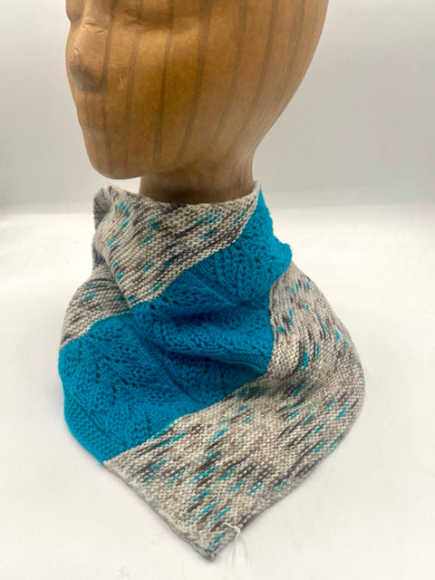 Blue Multi Wool Lace Knit Cowl