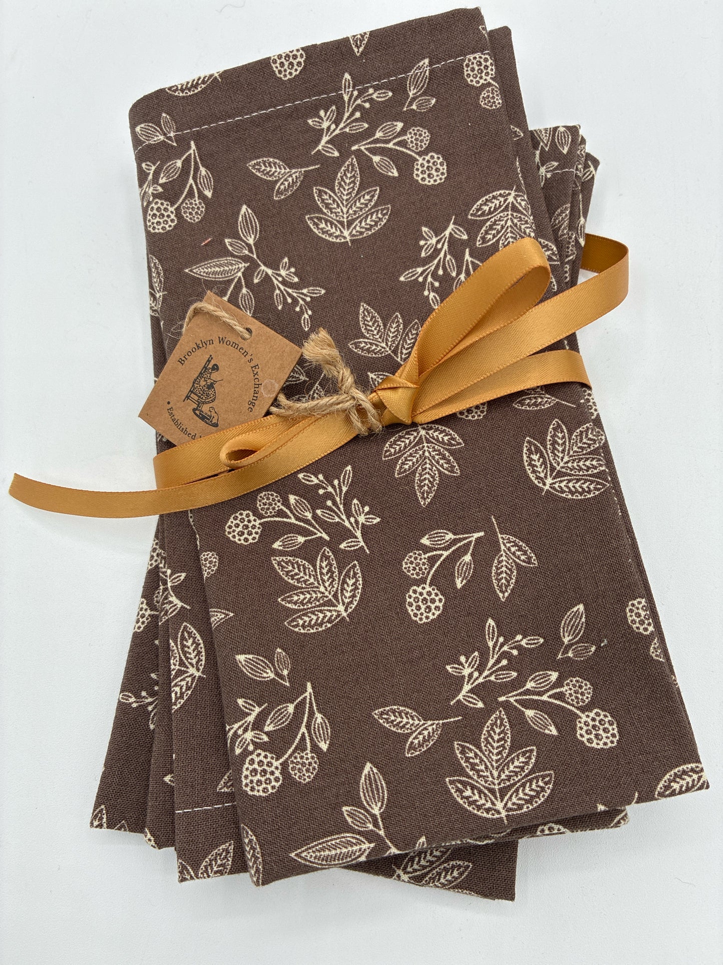 Brown and Cream Floral Napkins