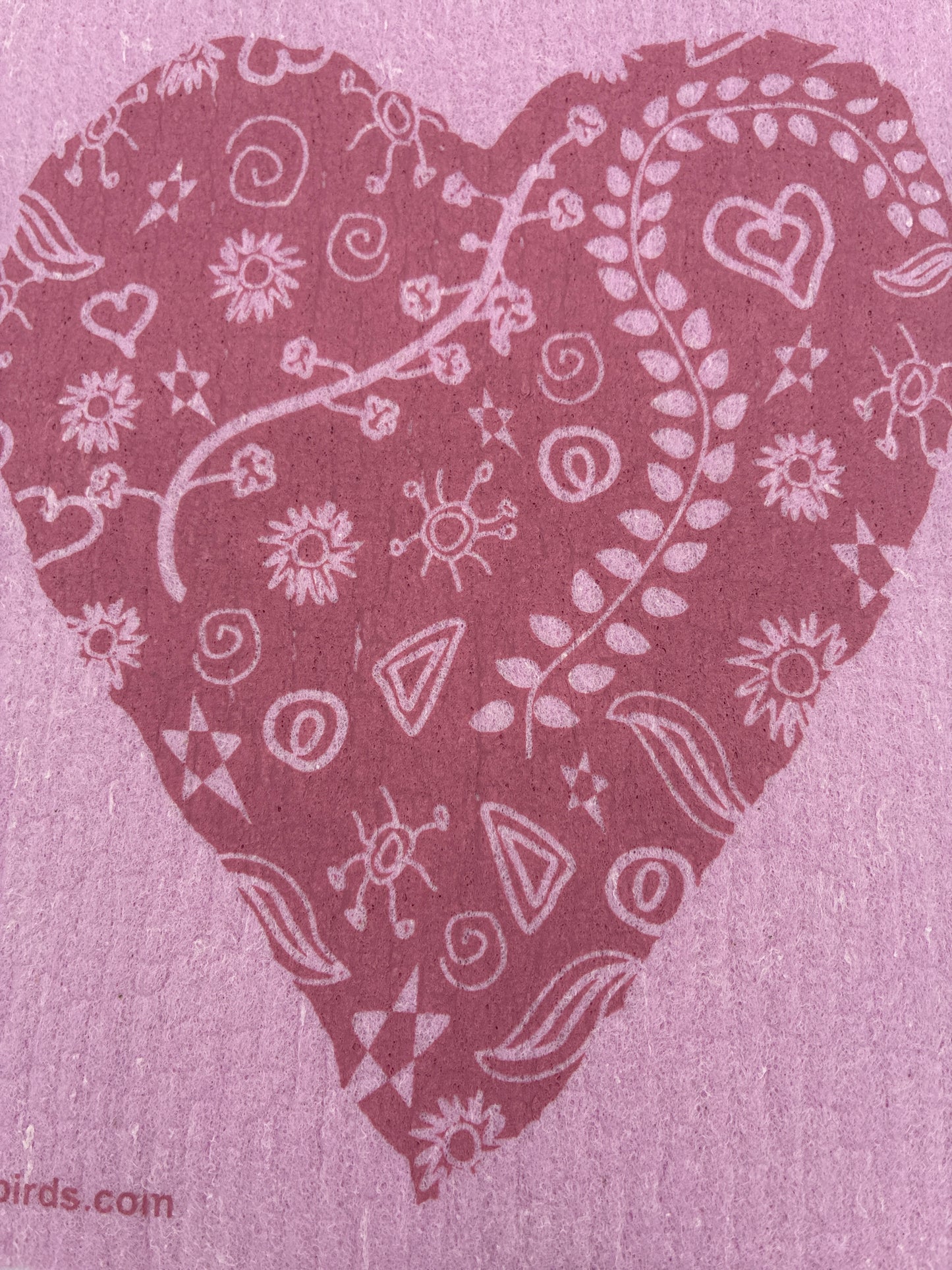 Large Heart on Rose Swedish Dishcloth