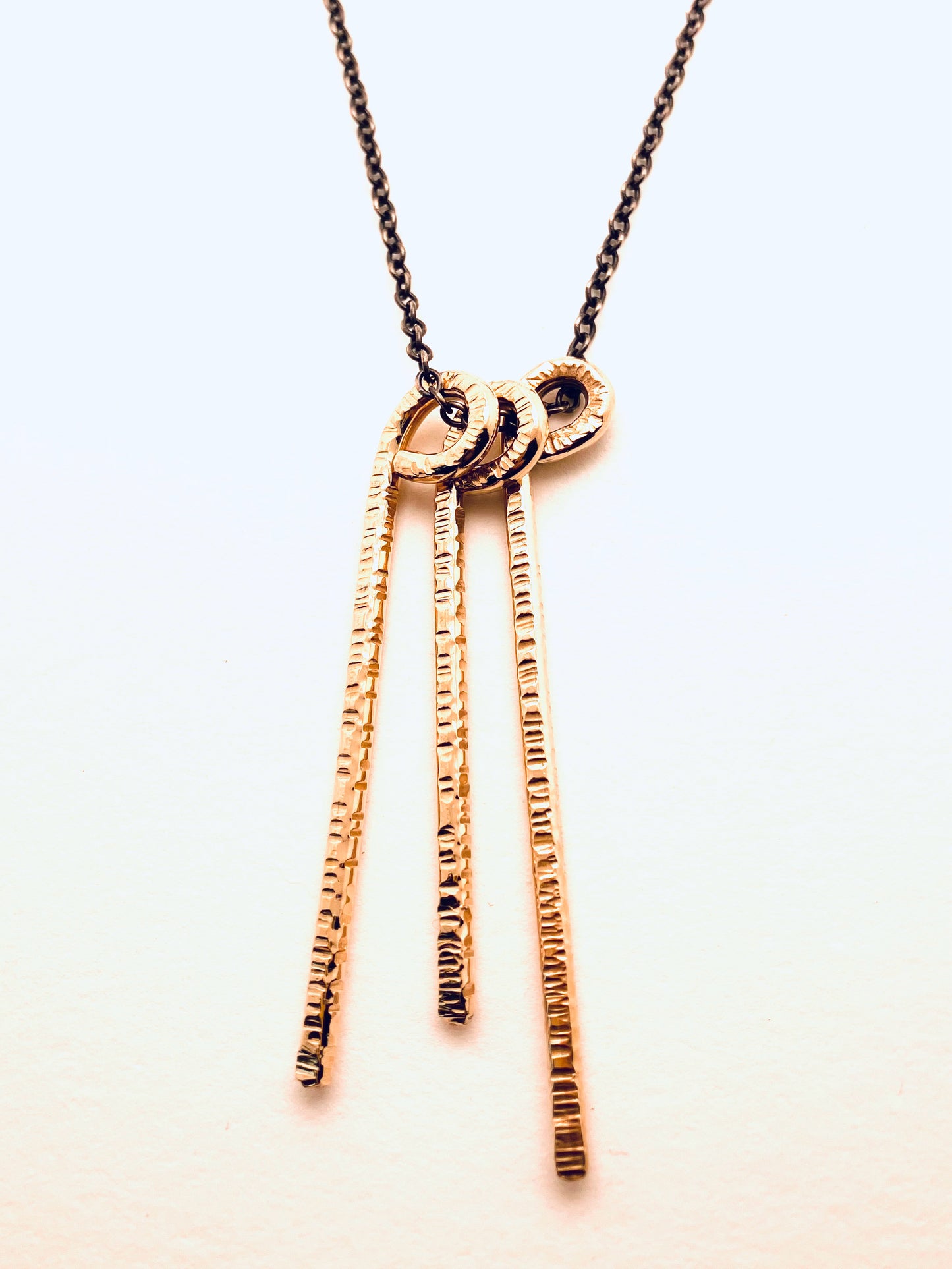 Gold filled and Oxidized Sterling Silver 3-Hook Necklace