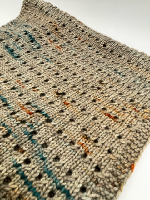 Stone and Multi Merino Wool Crochet Triangle Shawlette