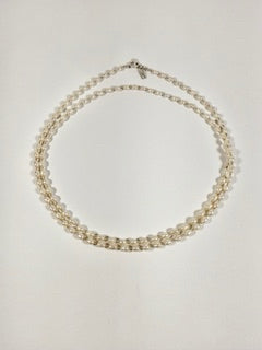 Pearl Sterling Silver and Hill Tribe Silver Necklace