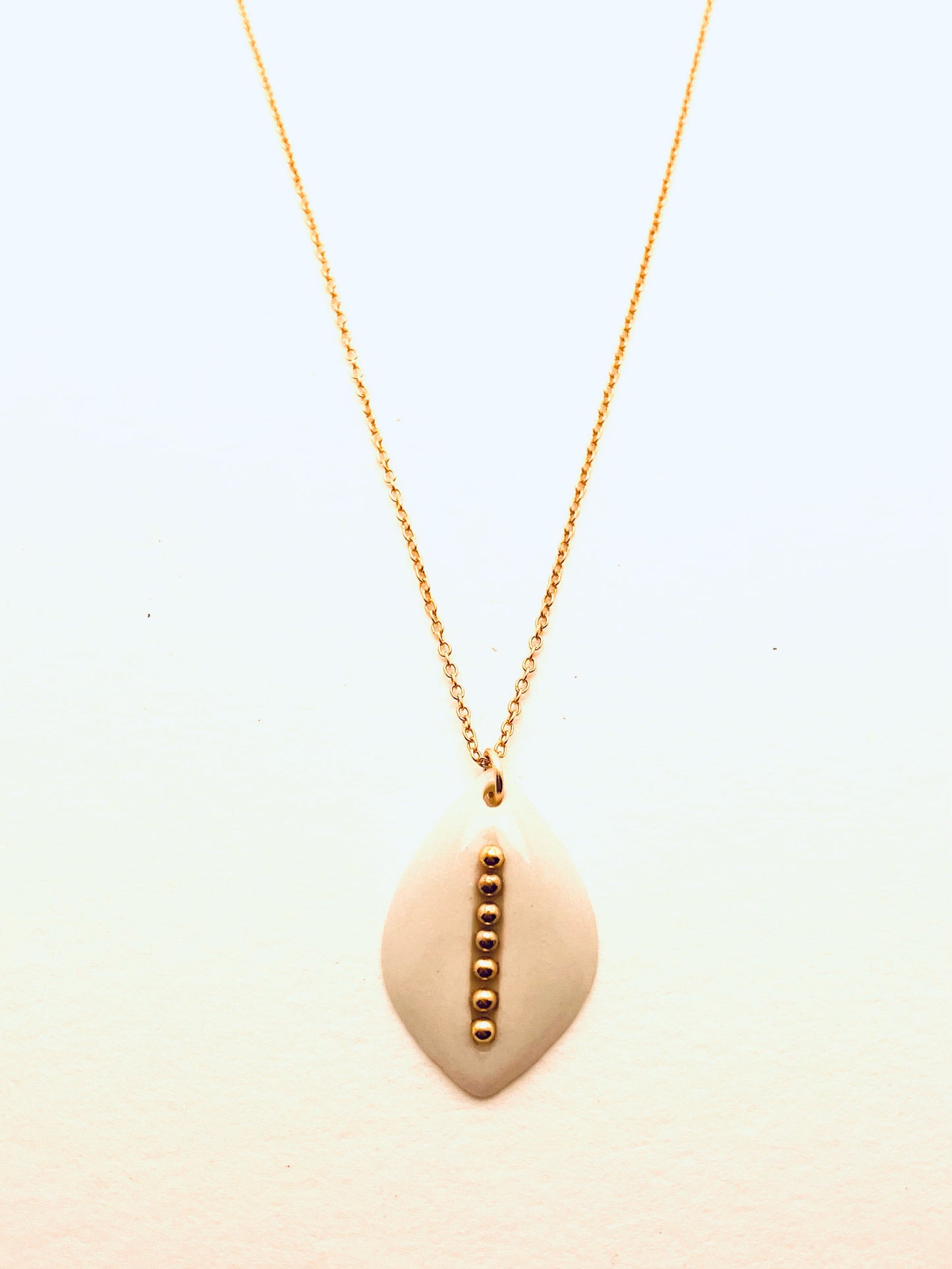 Beaded Leaf Necklace, White