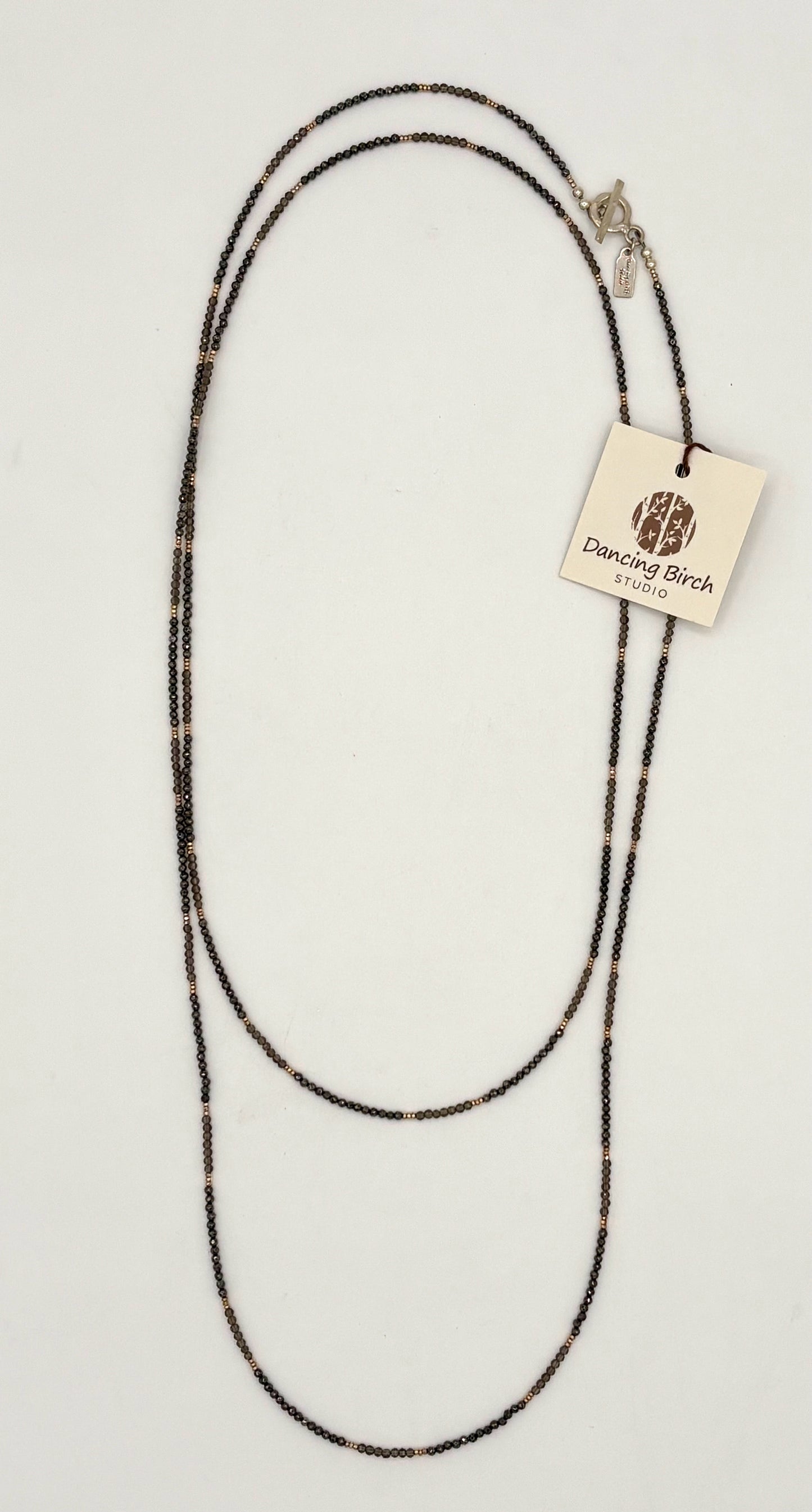 Mystic Black Spinel, Smoky Quartz, Bali & Hill Tribe Silver Necklace