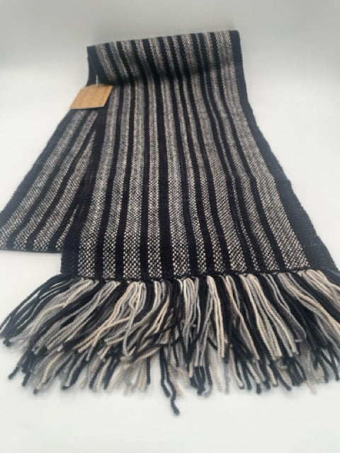 Black and Grey Merino Wool "Fxck Cancer" Morse Code Woven Scarf