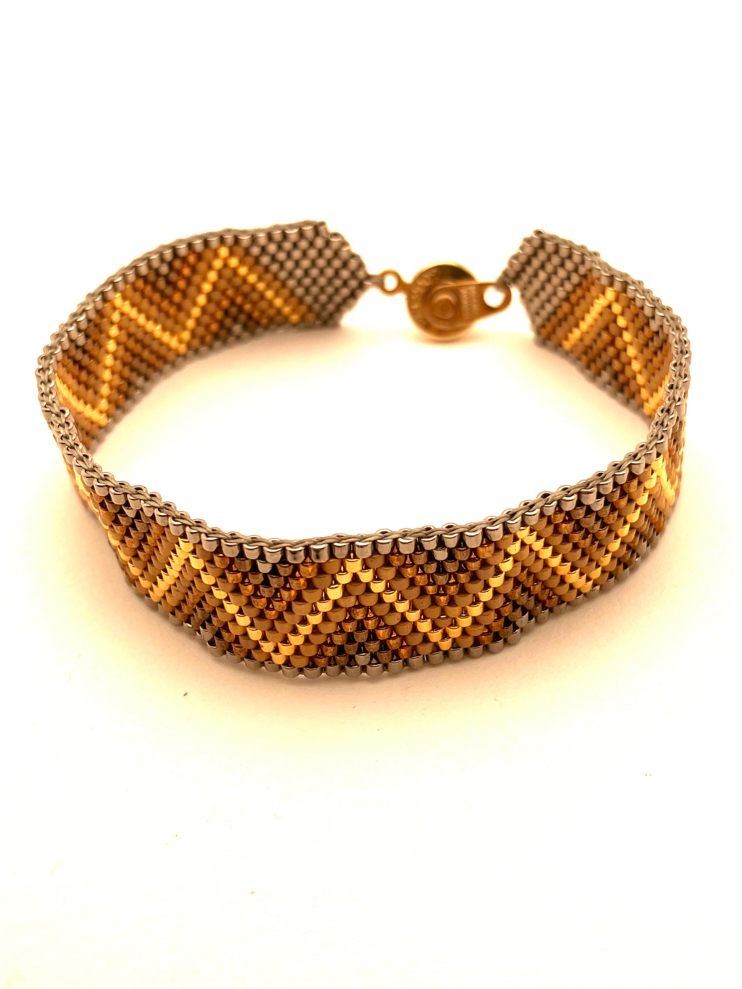 Beaded Chevron Bracelet, Gold