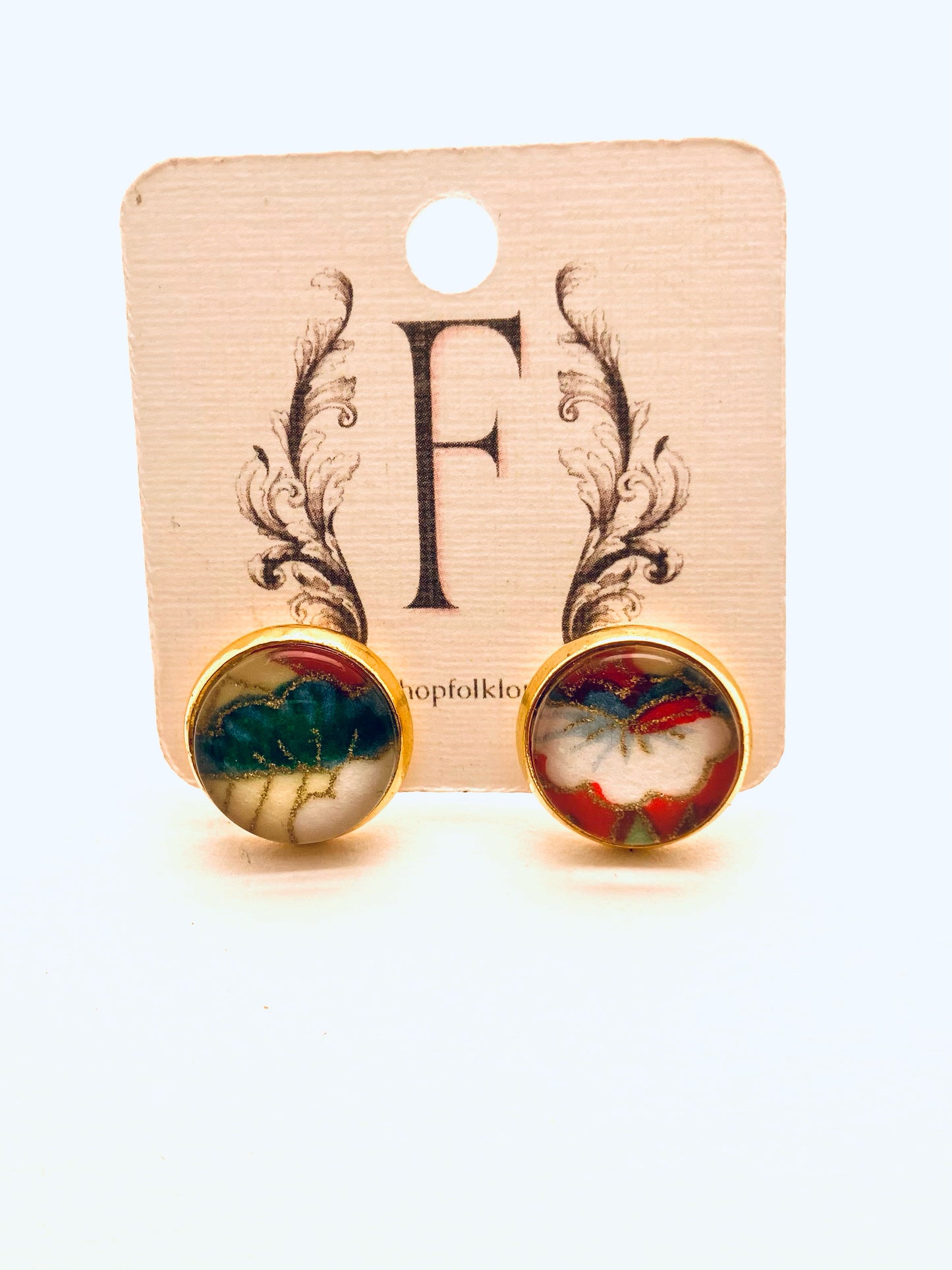 Dulcet Studs, Glass Cabochon