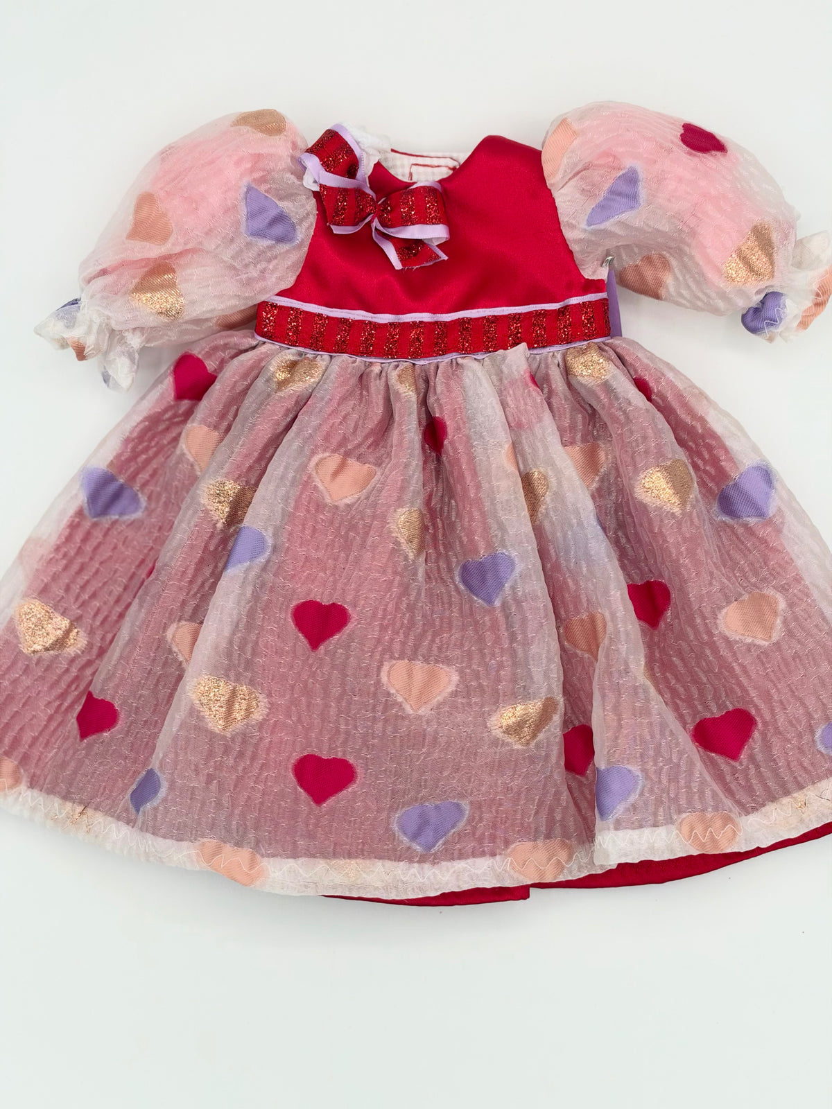 Red Heart Dress with Purple Trim for 18" Doll