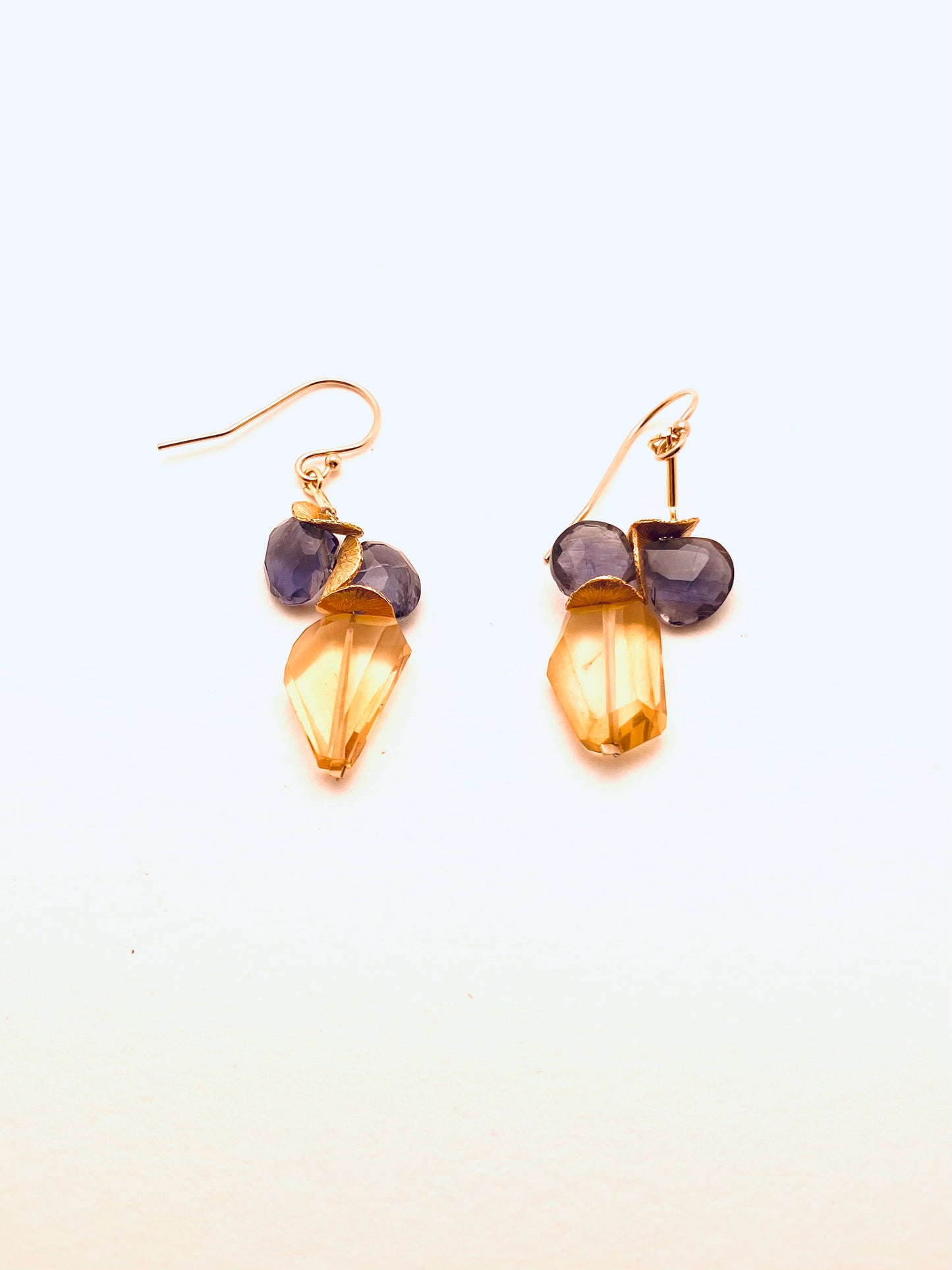 Mix Match Citrine with Iolite Earrings