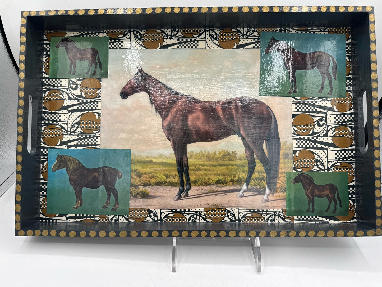 Decopage Tray with Horse Design