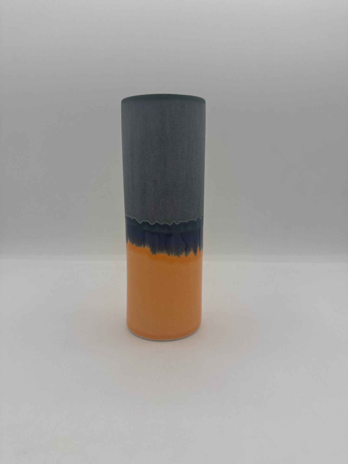 Orange, Dark Blue & Light Blue Large Porcelain Vase