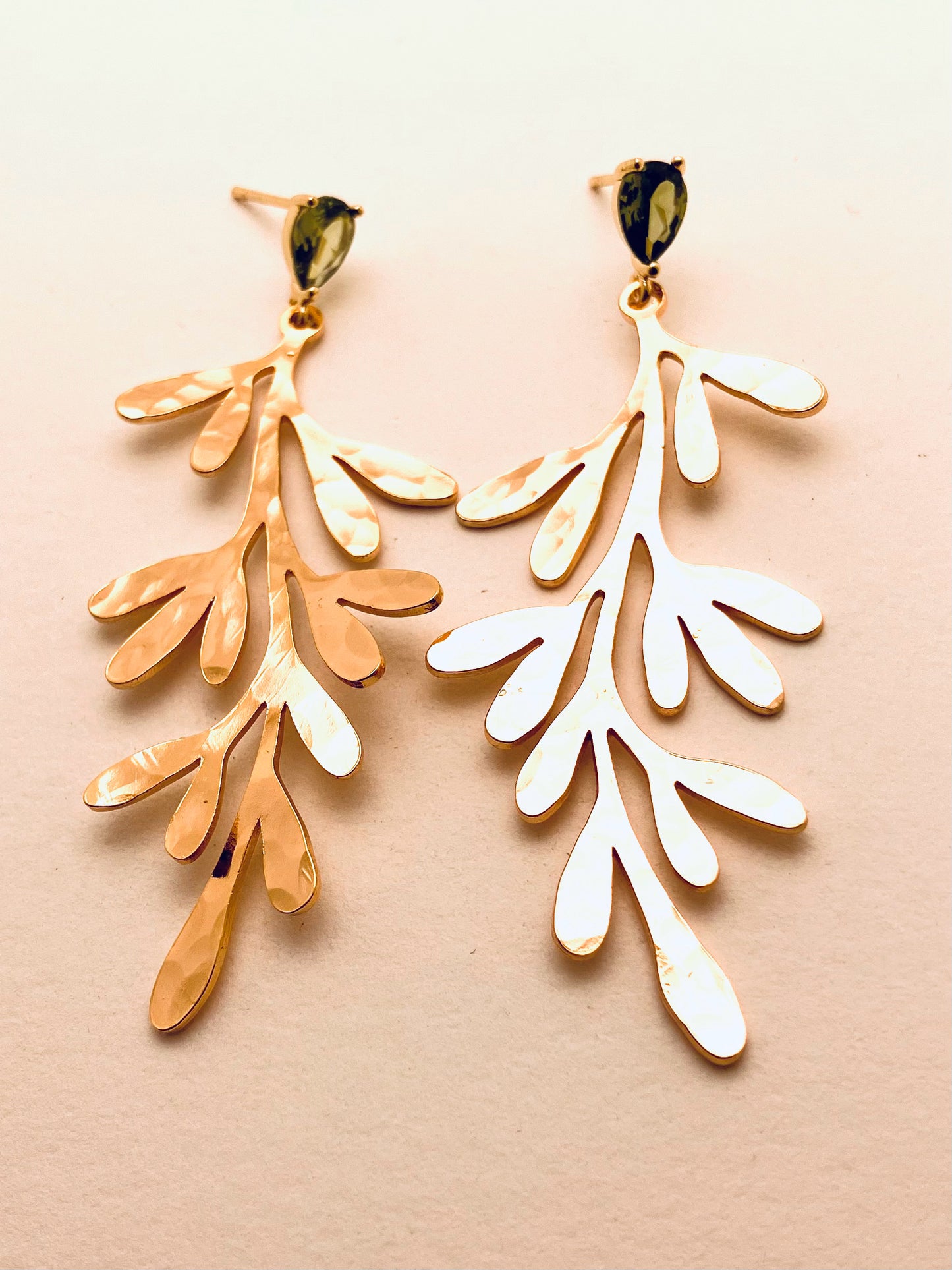 Vine Earrings with Peridot Stud