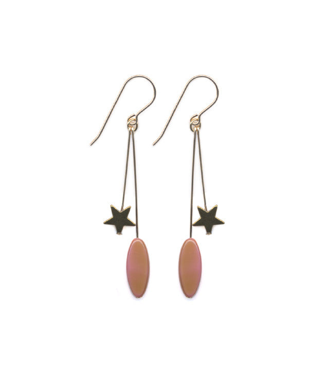 Pink Ellipse with Star Earrings