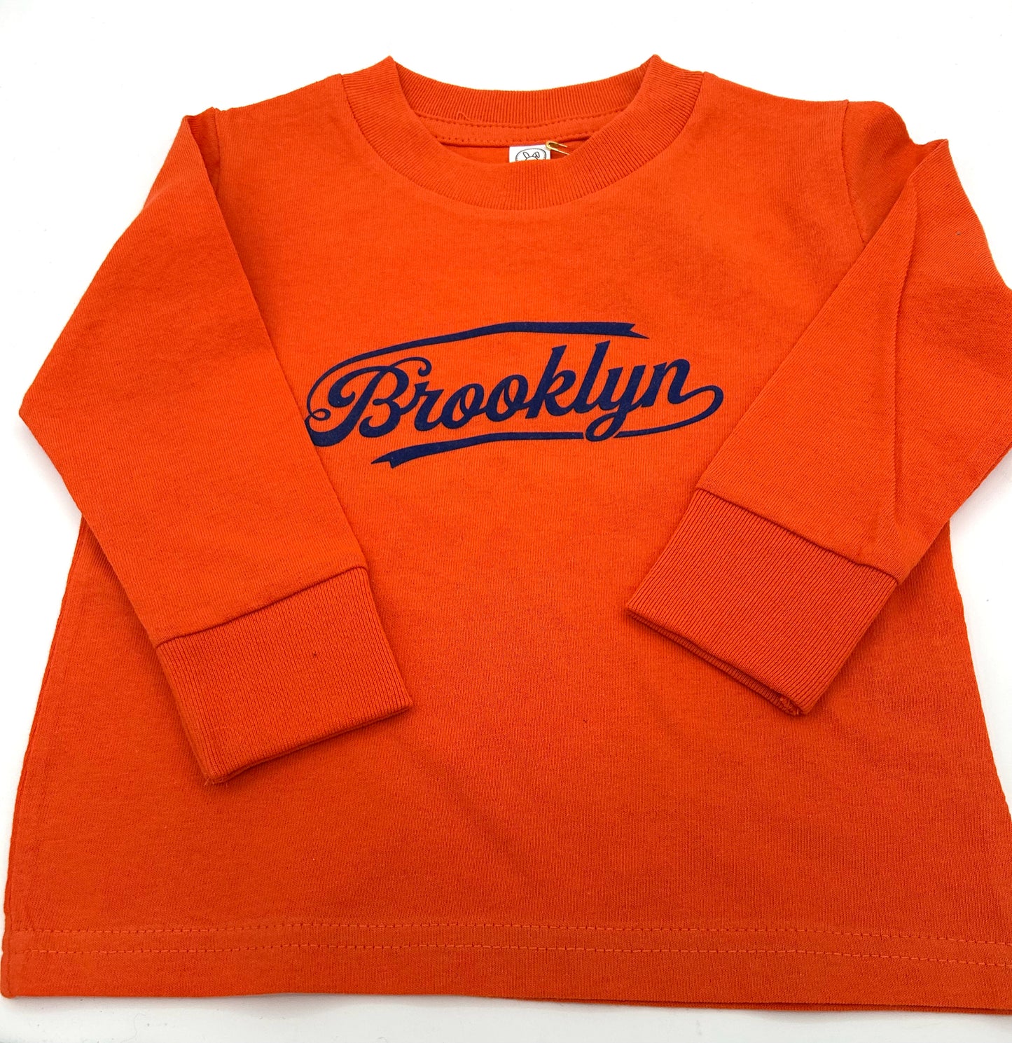 Brooklyn Script Blue on Orange Long-sleeved Tee 4Y