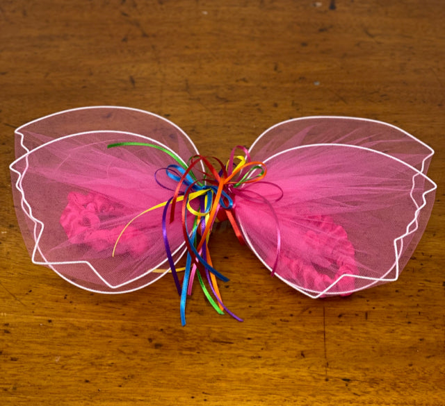 Rainbow Mini Bow Wings - Hot Pink