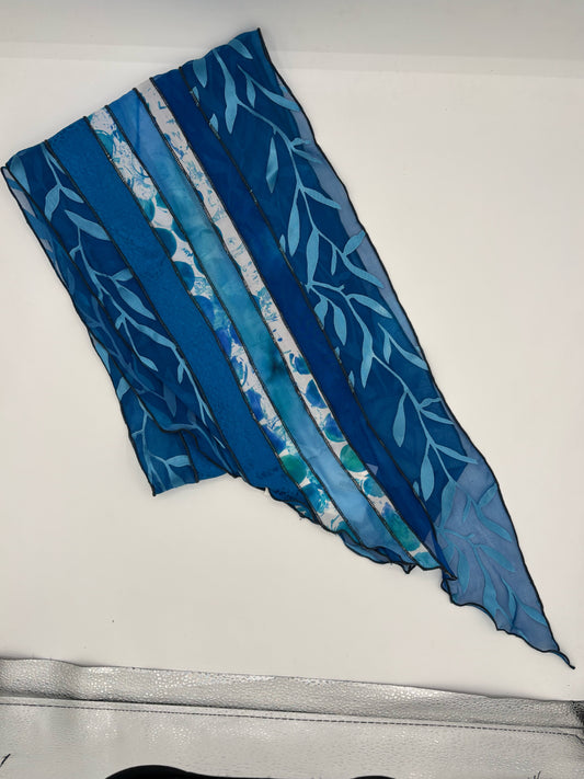 Blue Silk Collage Scarf