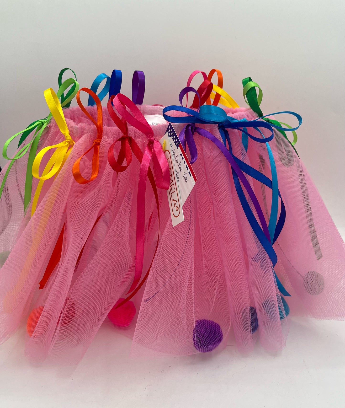 9" Pom Pom Bow Tutu in Pink