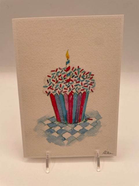 Blue Cupcake Birthday Card