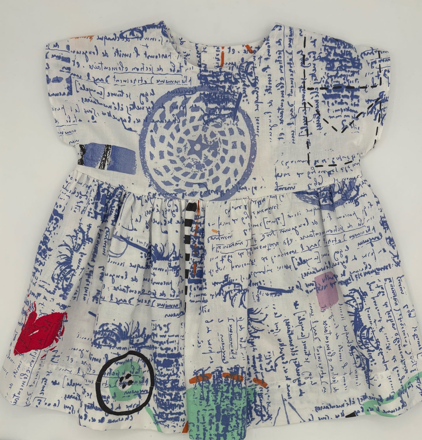 1 Y Dress - White w/Blue Writing