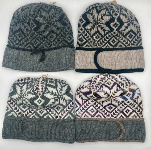 Wool Knit Norwegian Star Hat with Icord Brim
