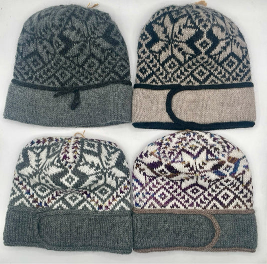 Wool Knit Norwegian Star Hat with Icord Brim