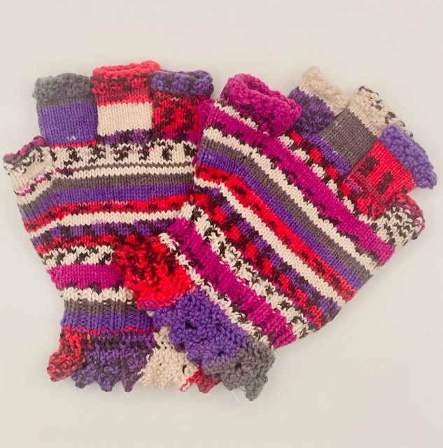 Magenta Multi S/M Cotton, Polyamid, and Acrylic Blend Fingerless Gloves