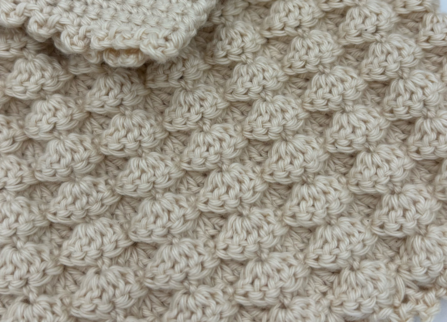 0 - 3 M Ivory Cotton & Acrylic Blend Cardigan & Cap Set