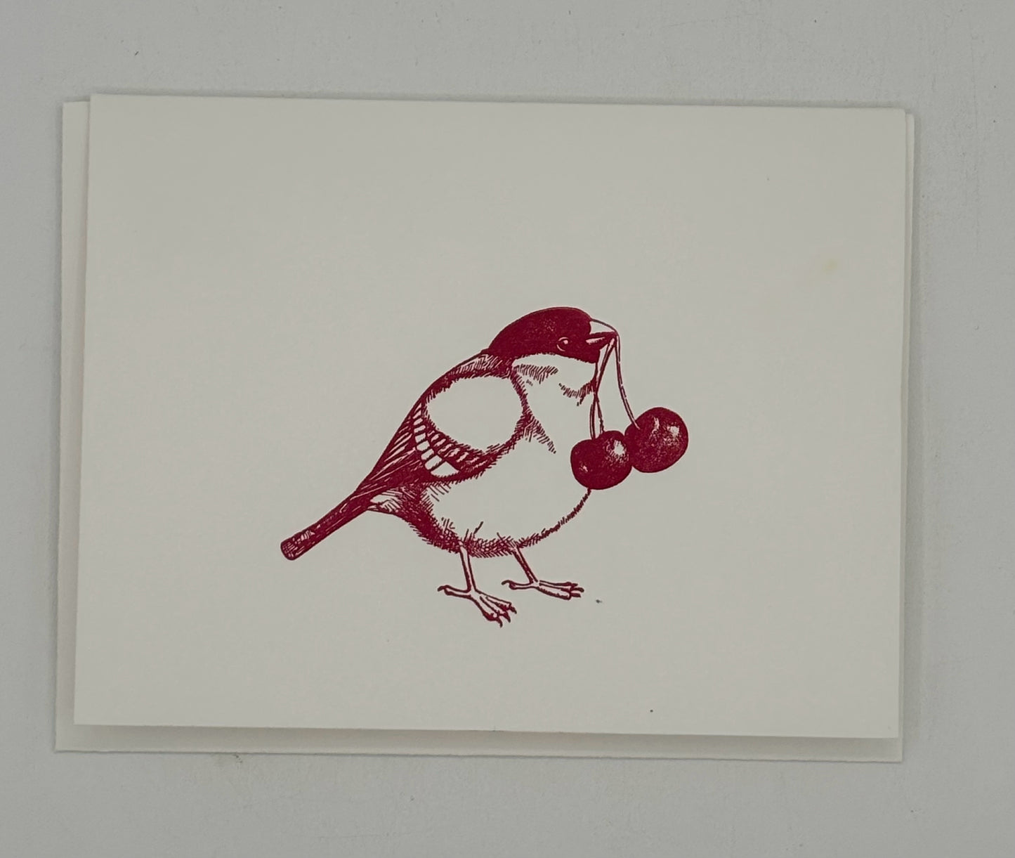 Red Bird with Cherries Card