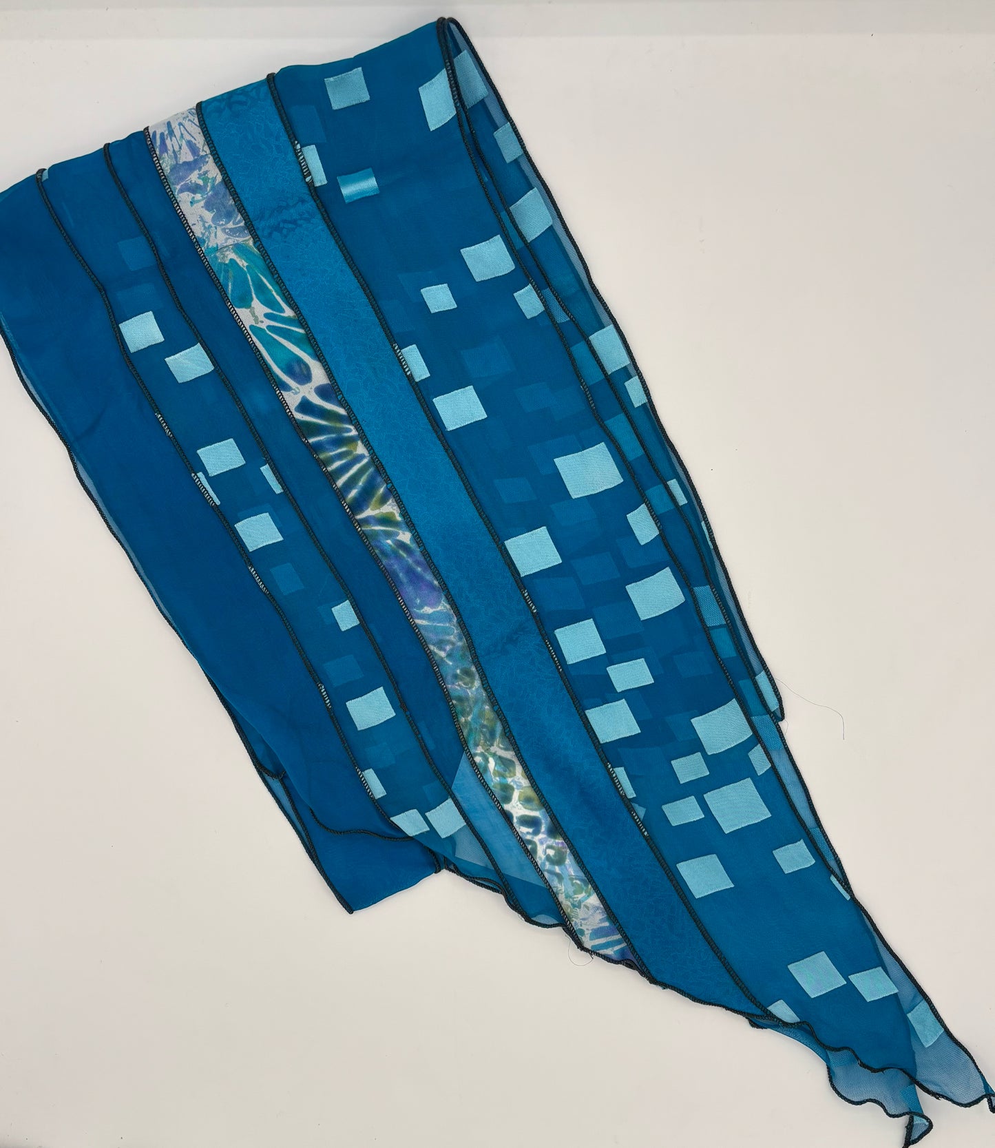 Island Blue Silk Collage Scarf