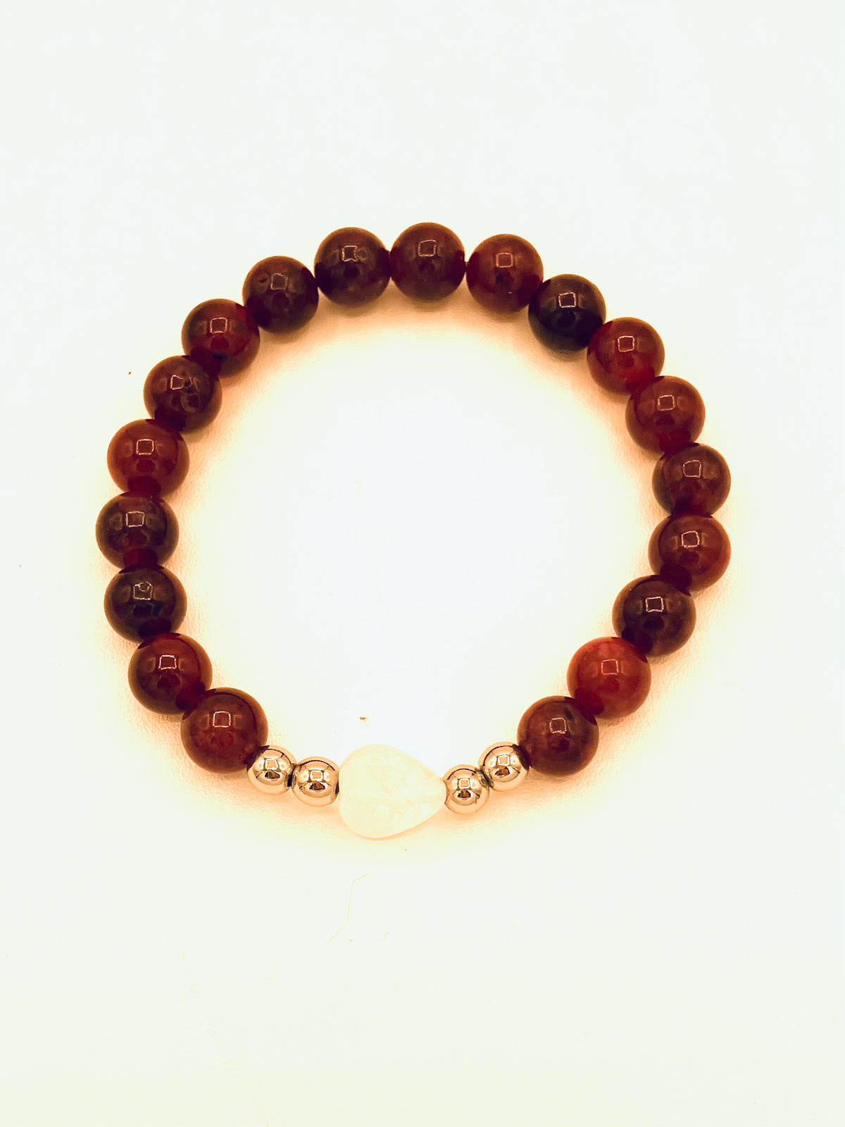 Red Garnet with Heart Stone Bracelet