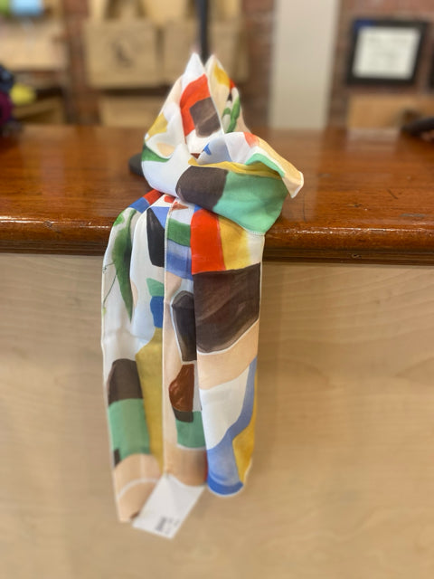 Multi Colored Shapes on a White Background Scarf
