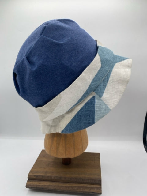 Dark & Light Blue, & Cream Cloche Hat