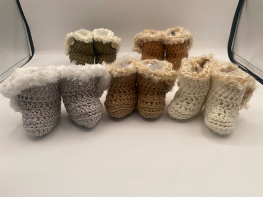Newborn Baby "Ugg" Acrylic Crochet Booties