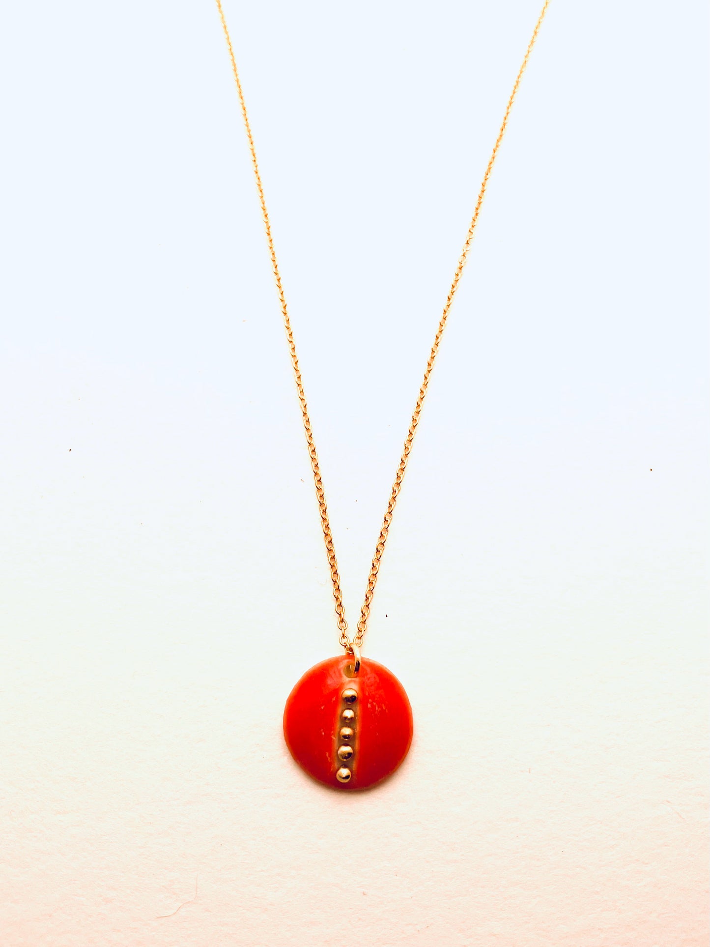 Beaded Circle Necklace, Coral Red