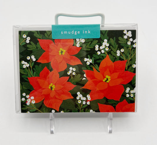 Poinsettia And Winter Berries Boxed Note Cards