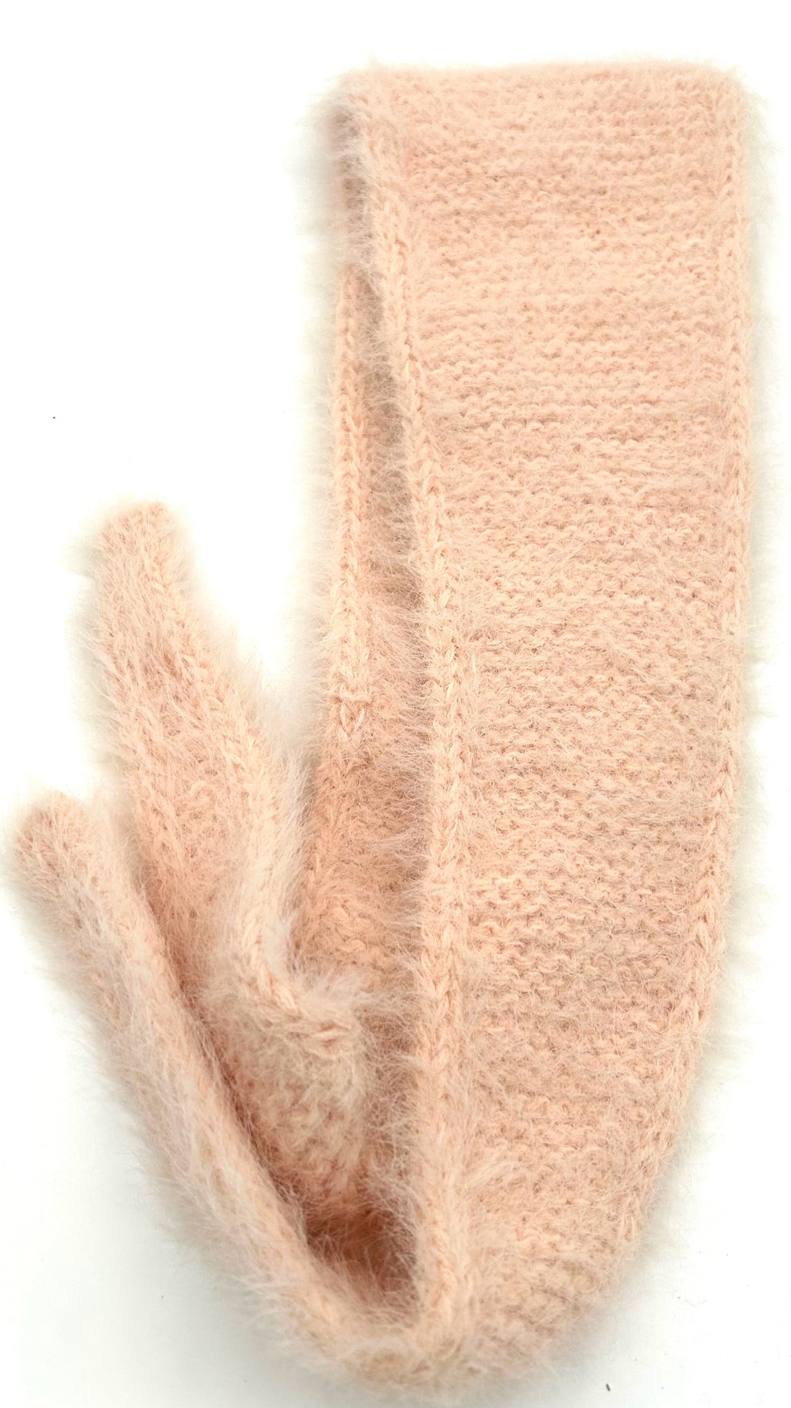 Peach Nylon, Acrylic, and Poly Blend Knit Skinny Scarf