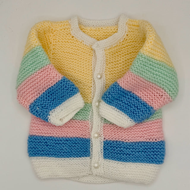 6 M Pastel Stripe Acrylic Knit Cardigan