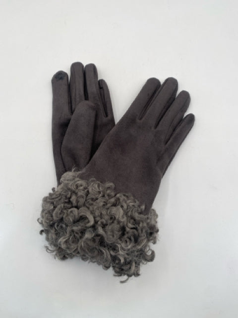 Grey Curly Cuff Gloves